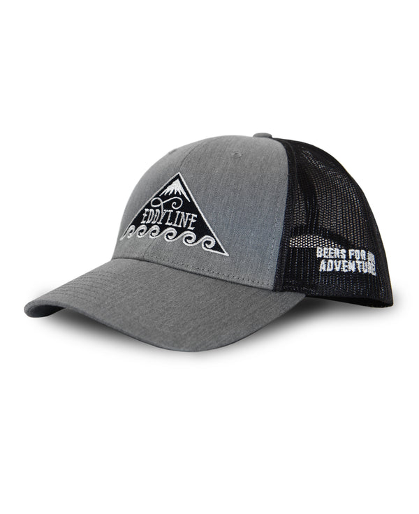 Eddyline Brewing logo trucker hat in black and gray